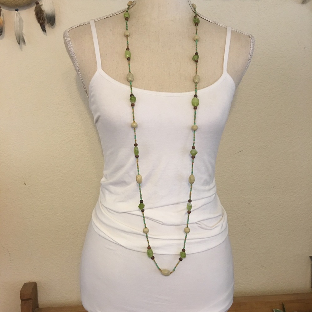 Natural forest earth tone glass bead necklace